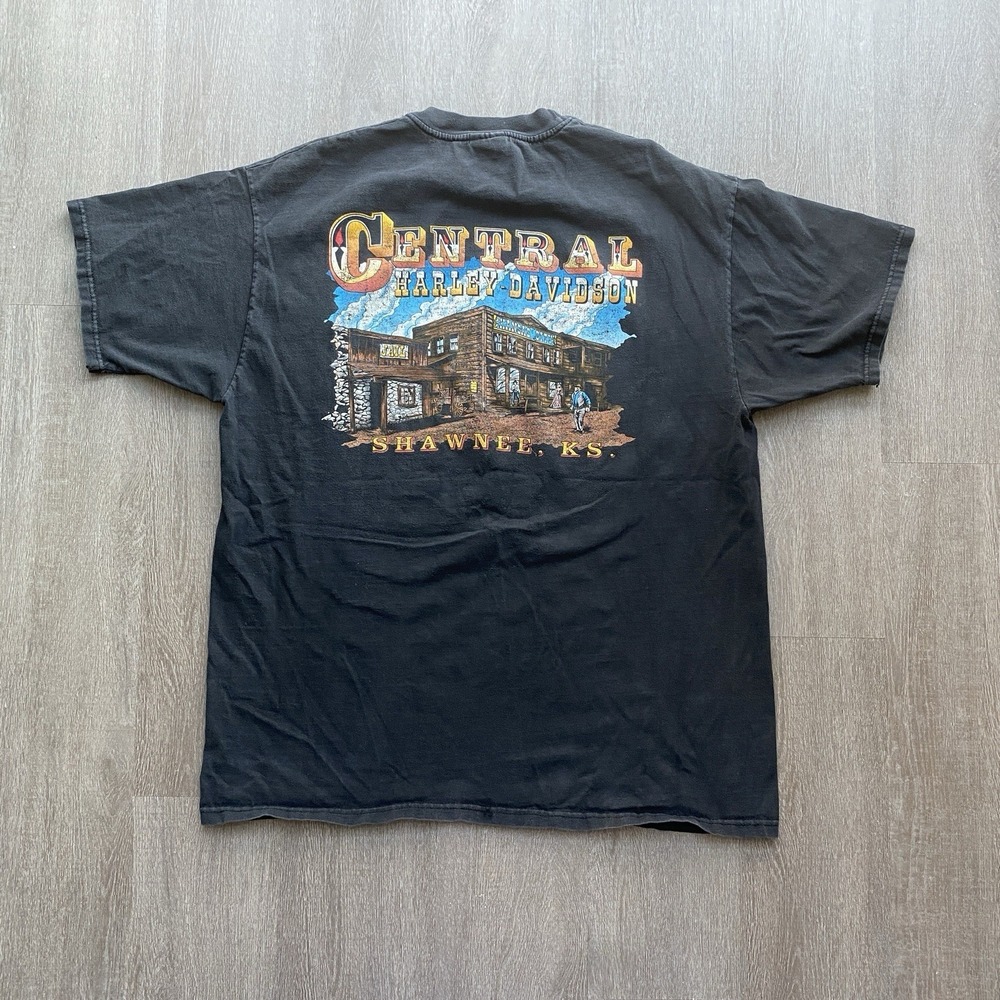 Harley Davidson Central Shawnee, KS Women's Black Short‎ Sleeve T-Shirt XL Biker